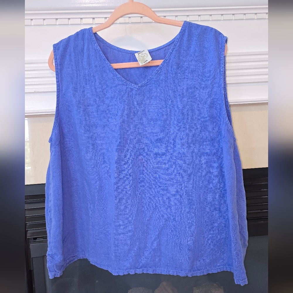 Match Point Blue Linen Sleeveless Top
